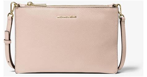 michael kors large pebbled leather double-pouch crossbody|Michael Kors tan crossbody bag.